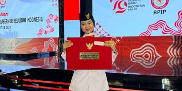 Najla, Putri Ketua Fatayat Binjai Kembali Tampil Mengikuti Pembagian Duplikat Bendera di Ibukota