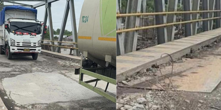Kerusakan Jembatan Sungai Mesjid Bangsal Aceh Sei Sembilan Makin Parah