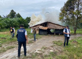 Satu Persatu Barak Narkoba Rata Digas Polisi, Kini Giliran Barak Narkoba Sei Bingai