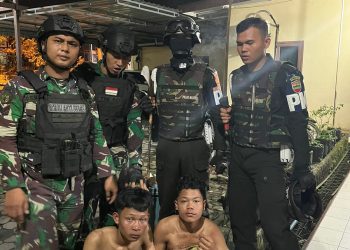Personel Denpom 1/5 Bersama Tim Gabungan Amankan 2 Pelaku Begal