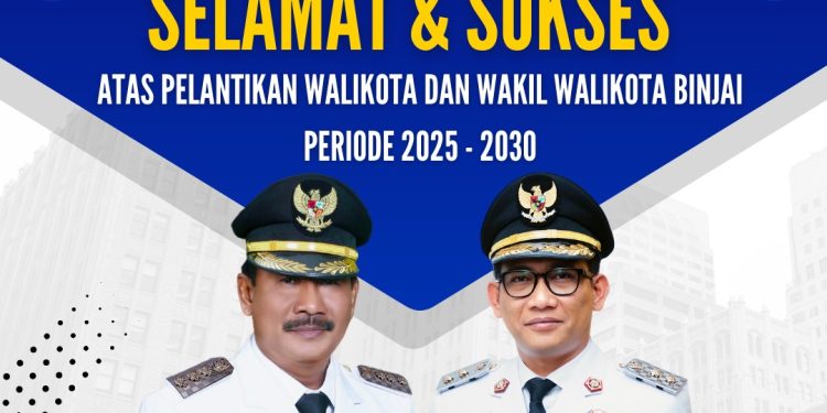 Dinas PUPR Pemko Binjai Mengucapkan Selamat dan Sukses Atas Pelantikan Walikota dan Wakil Walikota Binjai Masa Priode 2025-2030