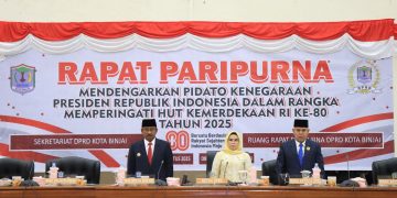 Rapat Paripurna DPRD Kota Binjai Mendengarkan Pidato Kenegaraan Presiden RI Dalam Rangka HUT Ke-80 Kemerdekaan RI