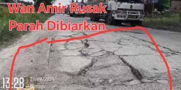 Jalan Nasional Sp. Batang Rohil – Mekarsari Bukit Timah Dumai dan Jalan Provinsi Jl. Wan Amir – Jl. Cut Nyak Dien Lubuk Gaung Rusak Parah Dibiarkan