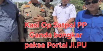 Satpol PP Dumai Bongkar Paksa Portal Jl. PU Lama Lubuk Gaung Pemilik Portal Berang