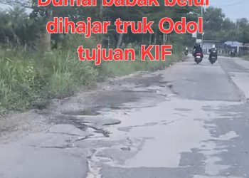 Jl. Arifin Ahmad Tanjung Palas-Mundam Babak Belur Dilintasi Truk Odol Dibiarkan Tanpa Ada Perbaikan